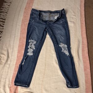 American Eagle Outfitters Women's Distressed Blue Jeans- Jeggings